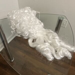 Smiffys White Curly Wig Long Ringlet Costume Santa Colonial Victorian